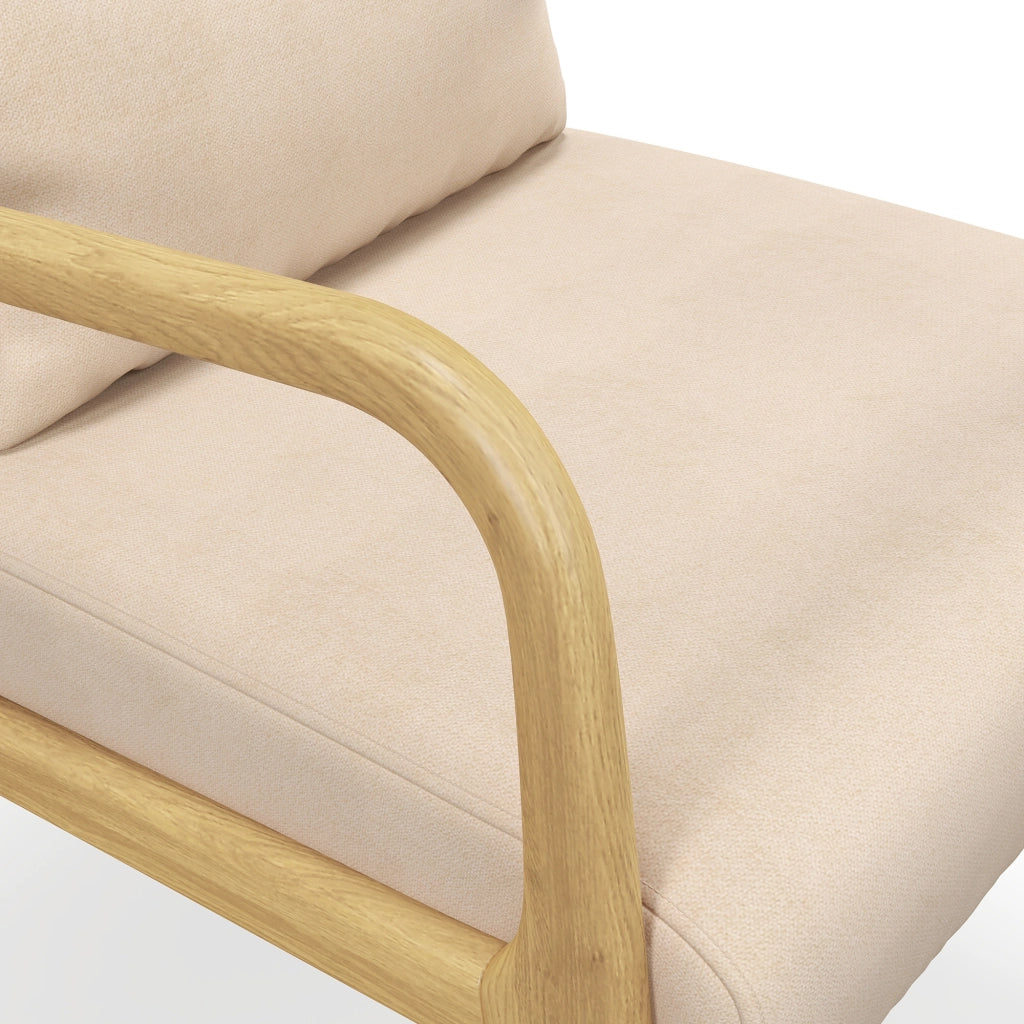 Poltrona lounge ¨C Xylo ¨C tessuto beige con cuscini e braccioli in legno