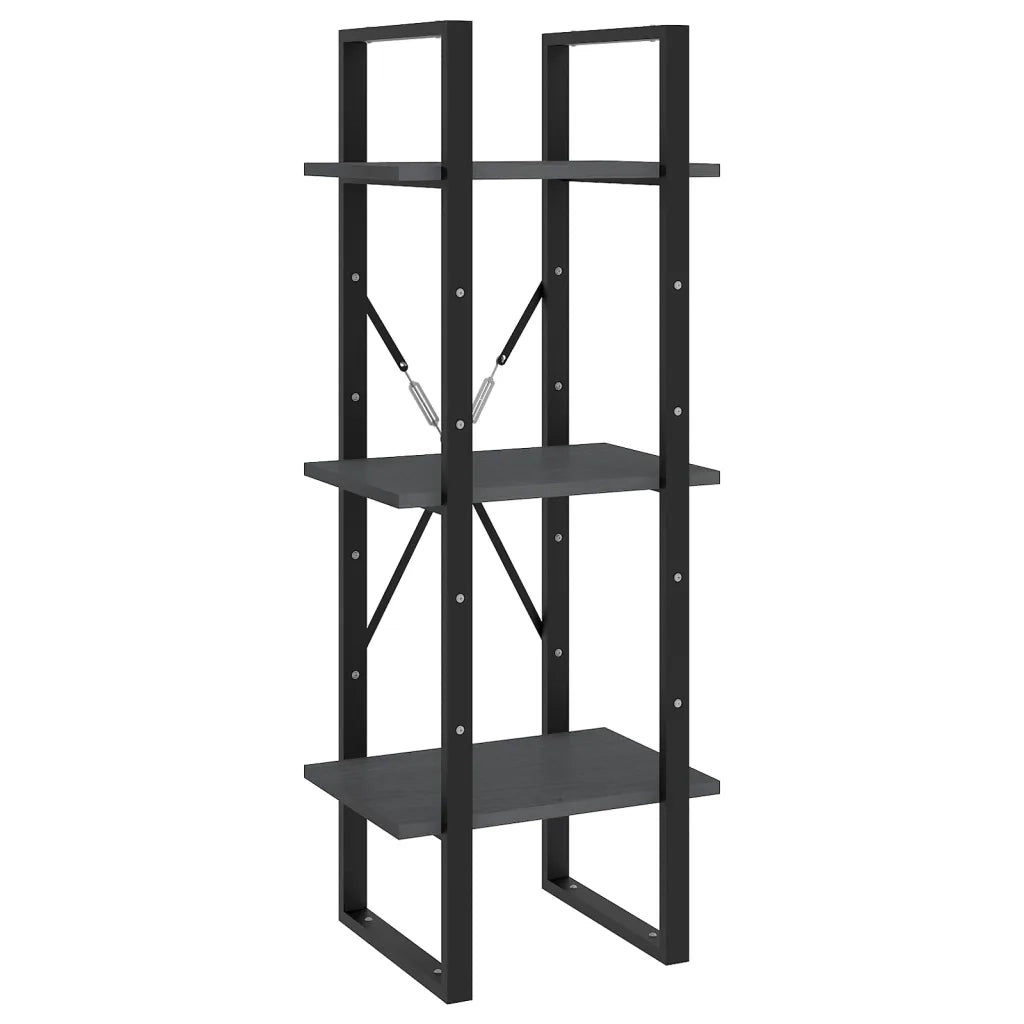 Libreria a 5 Ripiani-Scaffale per Libri-Mobile di Stoccaggio Grigia 40x30x175 cm in Legno di Pino