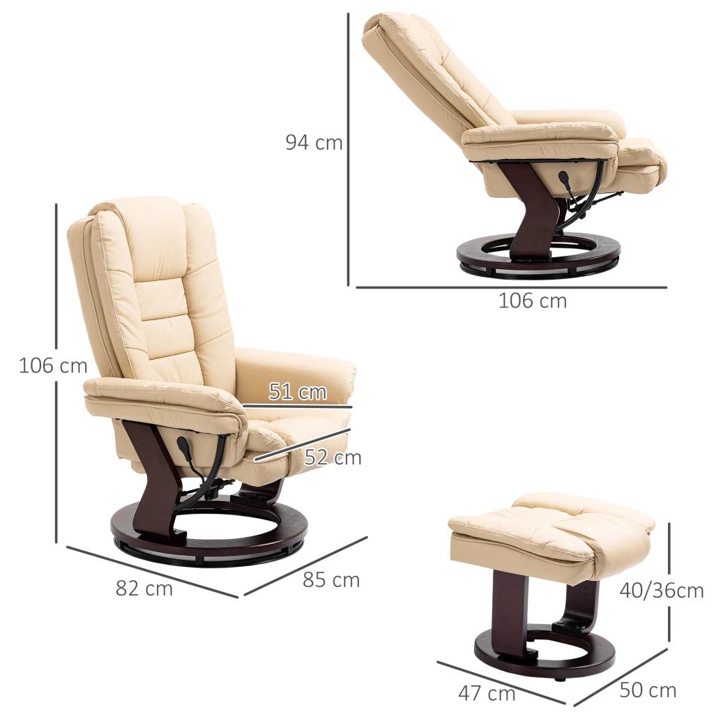 Poltrona Relax con Pouf ¨C Xylo ¨C Reclinabile Girevole 360¡ã Similpelle PU Grigio