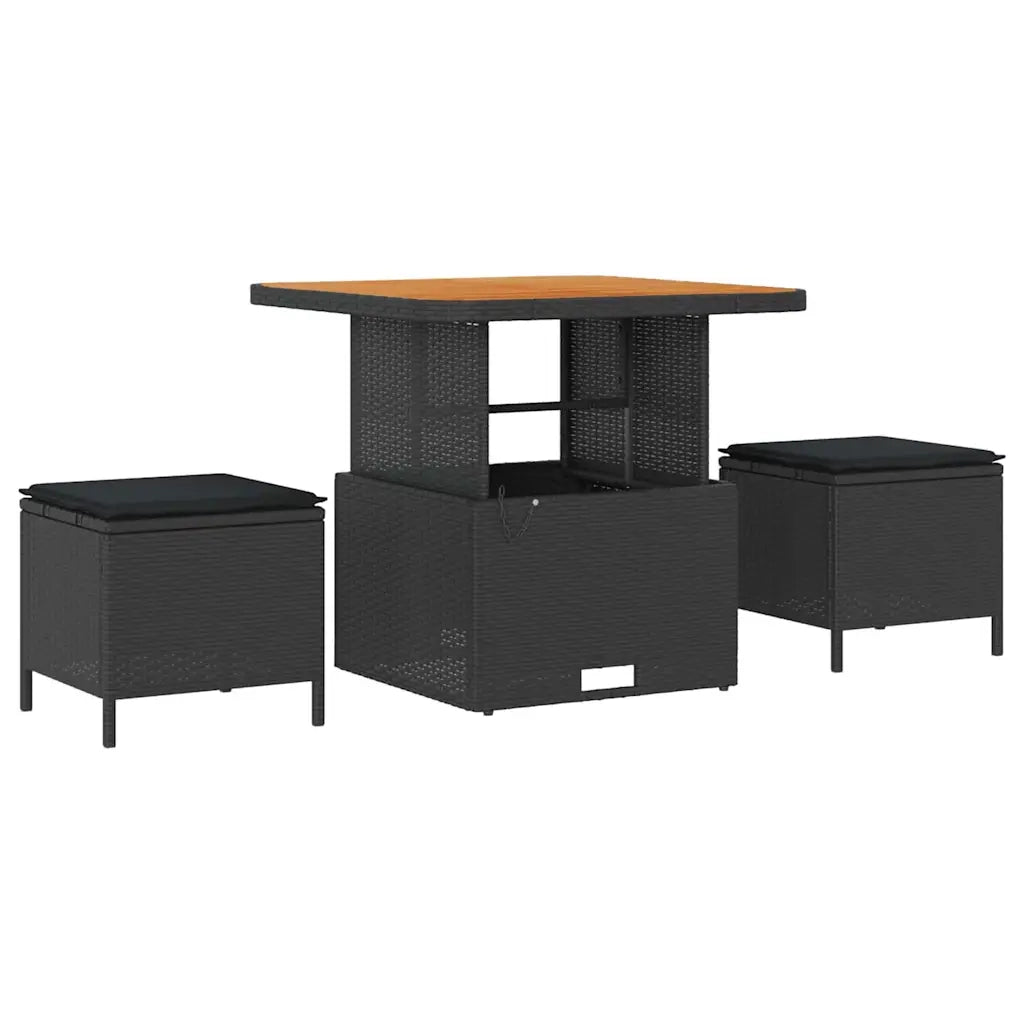 Set Divano da Giardino con cuscino 9 pcs Nero polyrattan