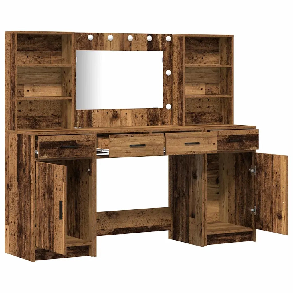 Set da tavolo da trucco con LED con porta 3 pcs Legno vecchio 3334288