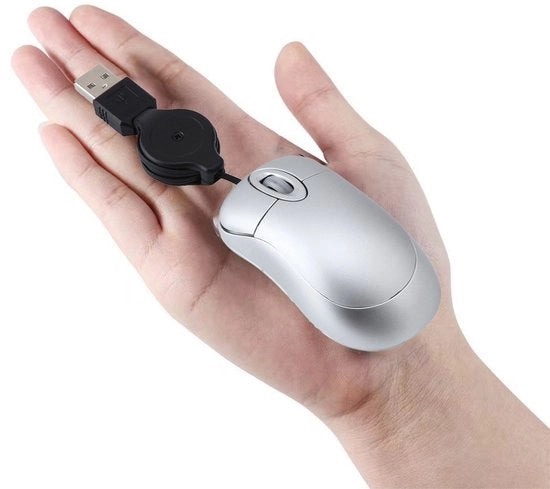 Mini mouse ottico a scorrimento USB retrattile adatto per PC adatto per laptop argento