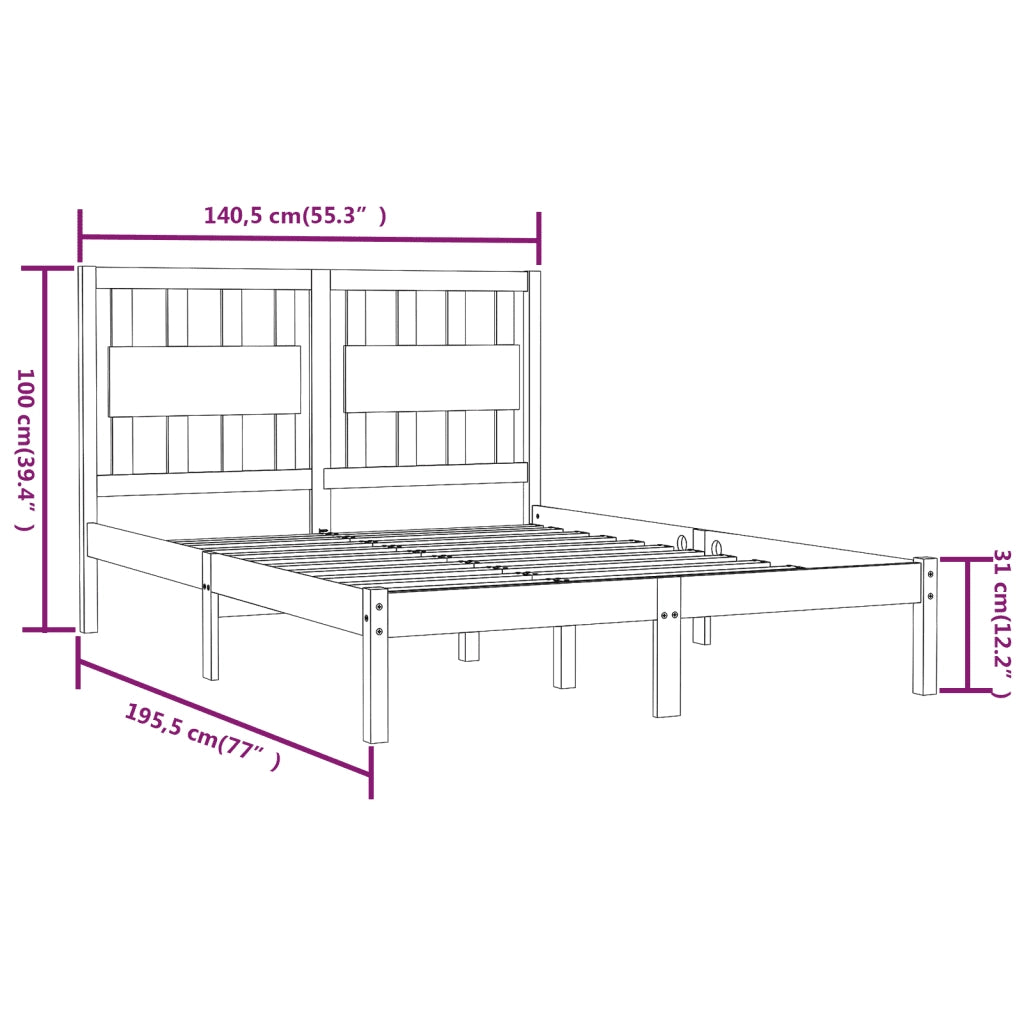 Giroletto-Struttura Letto in Legno Massello 135x190 cm Small Double 611076