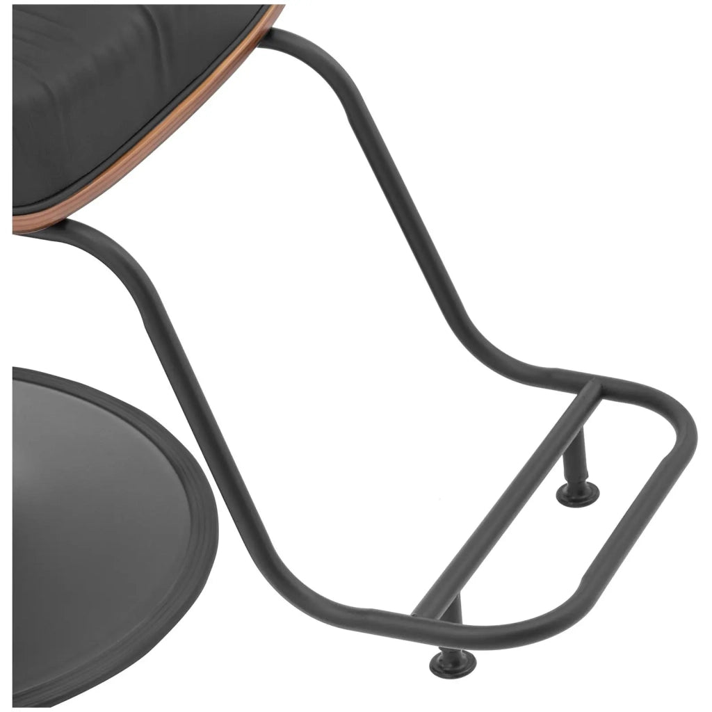 Poltrona professionale per parrucchiere con poggiapiedi portata 200 kg acciaio inox PVC nero 14_0008950