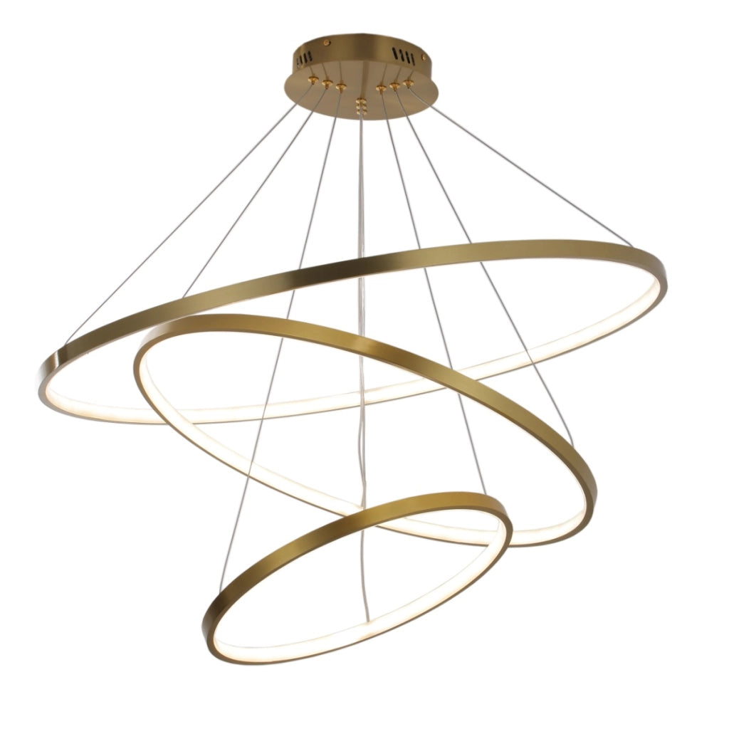 Lampadario moderno oro 3 anelli LED 60W 4000K Ø80cm
