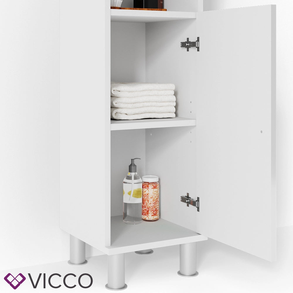 Vicco Set mobili bagno Bianco lucido 3 parti, con mobile midi