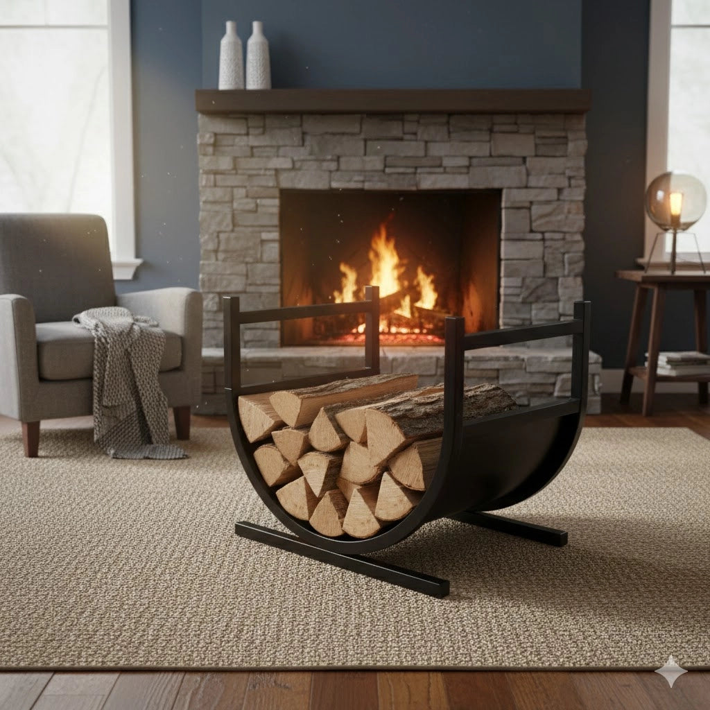 Portalegna da interno per camino 43x36xH39 cm – Nero