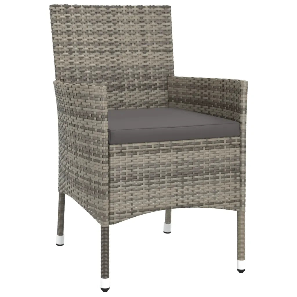 Set Bistrò da Giardino 3 pz con Cuscini in Polyrattan Grigio 3187418