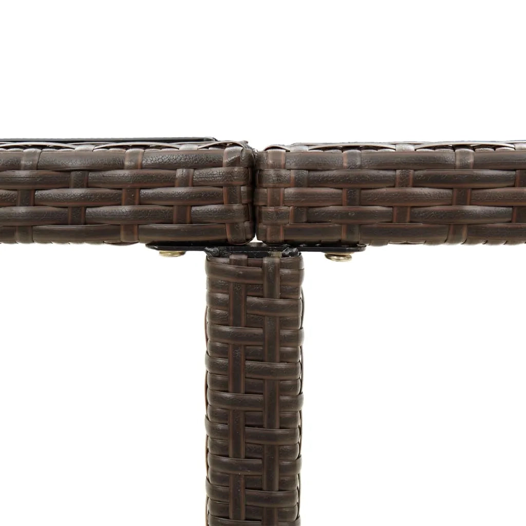 Tavolo da Giardino | Tavolino da esterno Marrone 109x107x74 cm in Polyrattan e Vetro