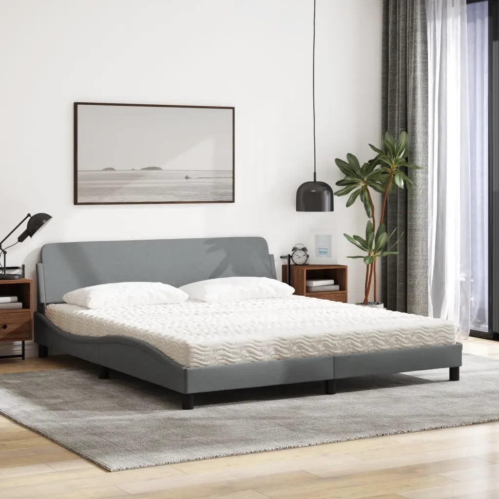 Letto con Materasso Dover Grigio Chiaro180x200 cm Tessuto