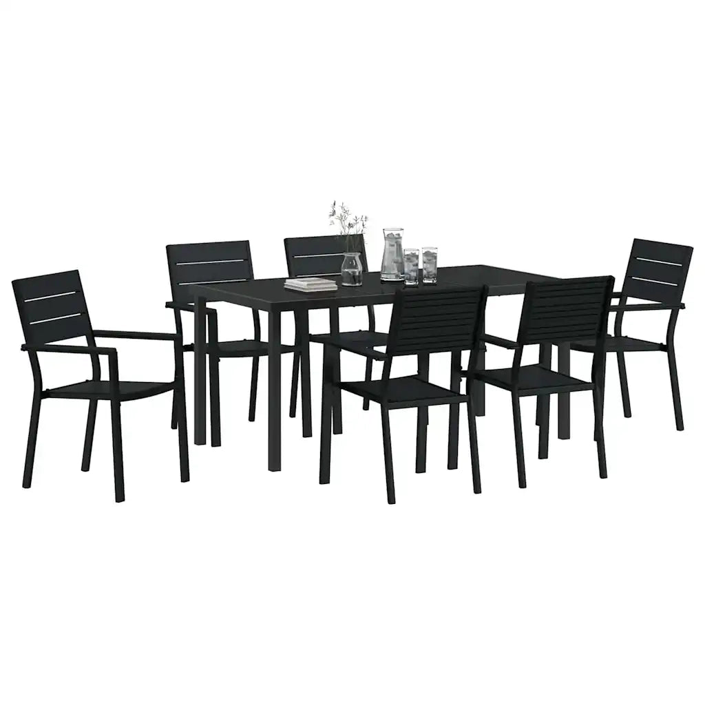 Set da Pranzo per Giardino 7 pcs Nero