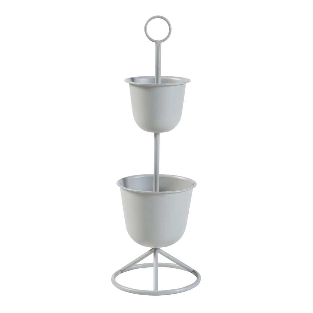 Stand Portapiante Alphen con 2 Vasi - Grigio chiaro [en.casa]