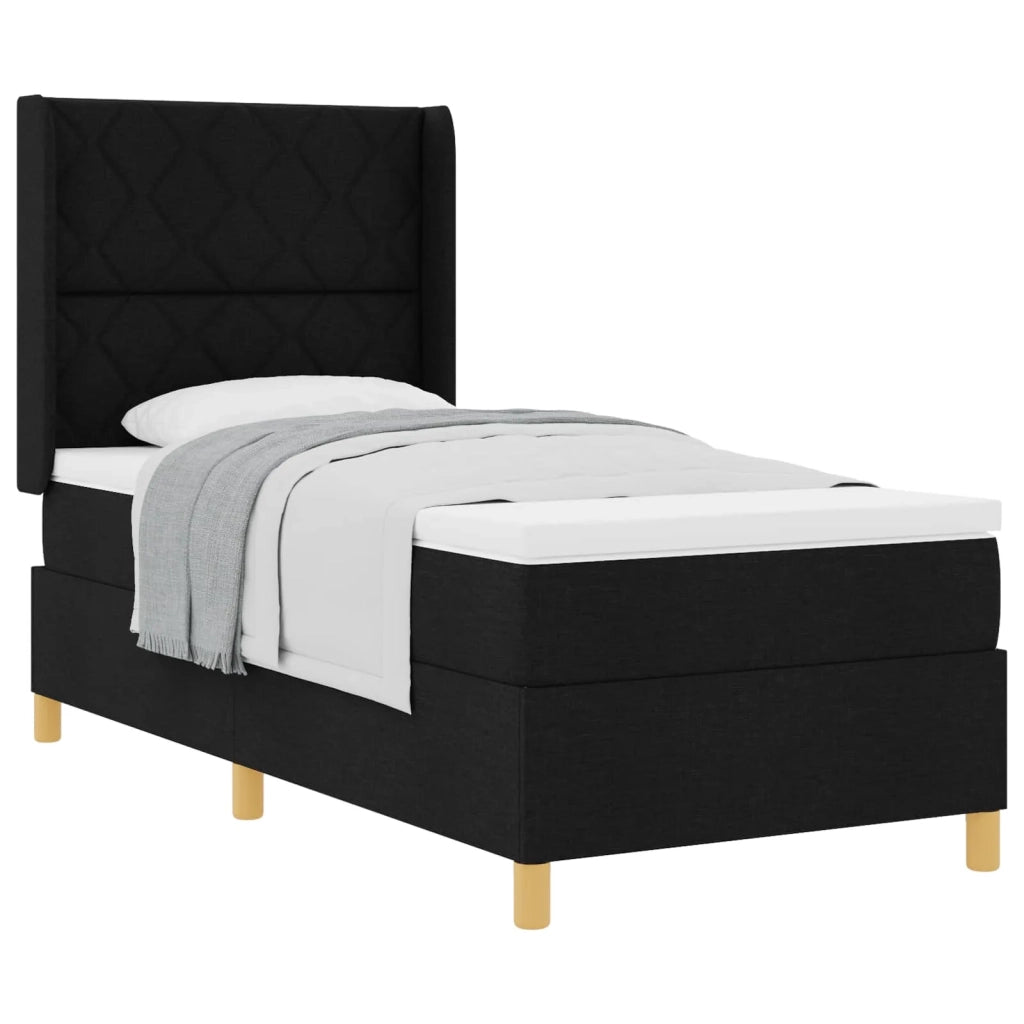 Letto a molle con materasso Nero 100 x 200 cm Tessuto