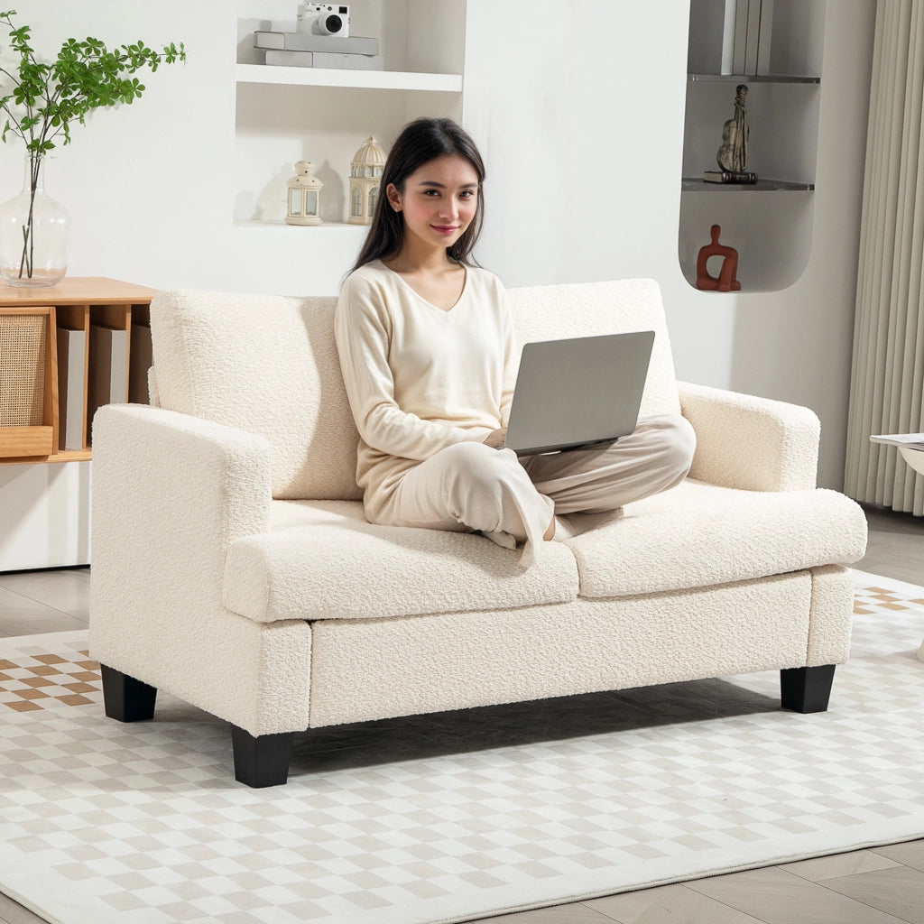 Divano 2 posti con cuscini amovibili ¨C zephmum ¨C beige 120 cm