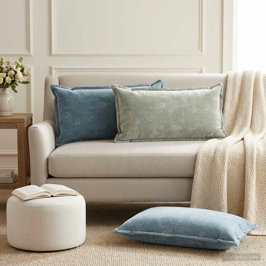 Federa 2 pz HOUTEN Blu 40 x 80 cm Tessuto Chenille 918232