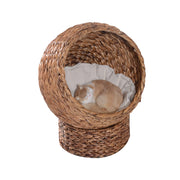 Letto per Gatti in Rattan con Cuscino ¨C Minimal ¨C Marrone 50x42x60 cm