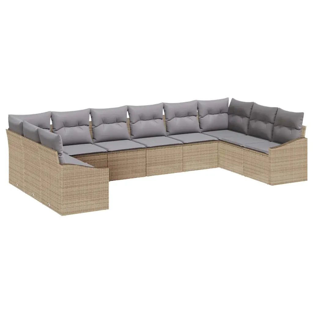 Set Divano da Giardino 10 pcs Beige e Grigio Chiaro polyrattan 3355569
