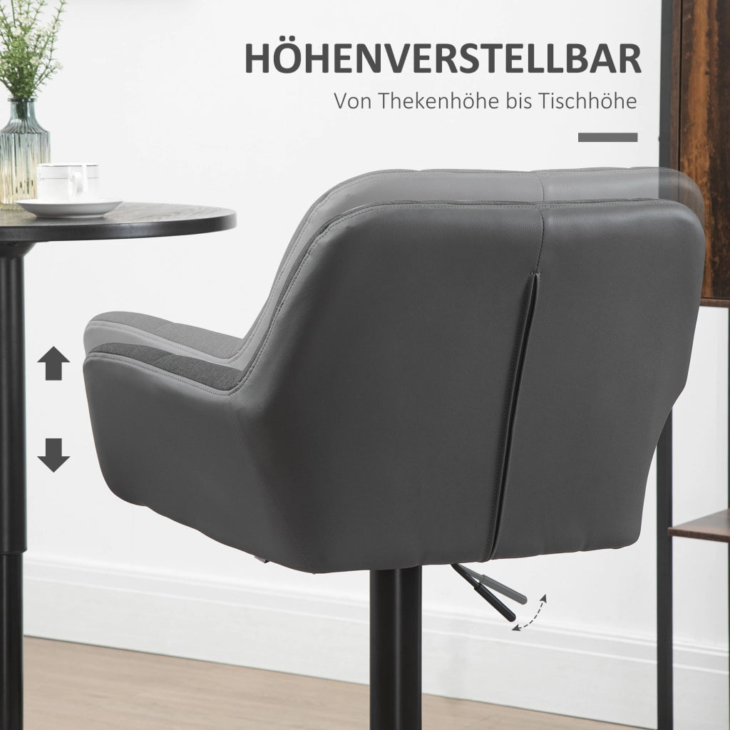 Sgabelli da Bar Set 2 Pezzi Retr¨° Altezza Regolabile Similpelle Grigio e Nero ¨C zephmum