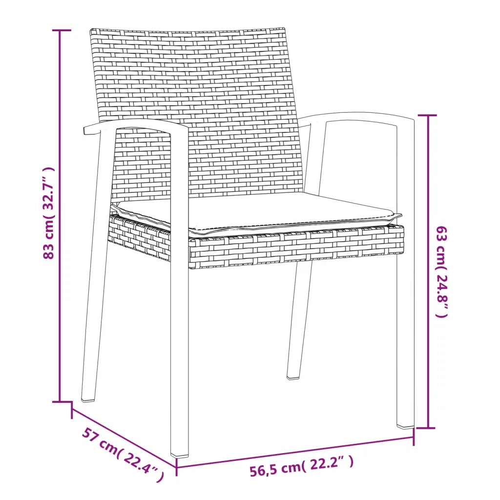 Set Pranzo da Giardino 5pz con Cuscini in Polyrattan e Acciaio 3186979