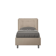 BS COM Letto singolo con rete imbottito 80x210 similpelle tortora