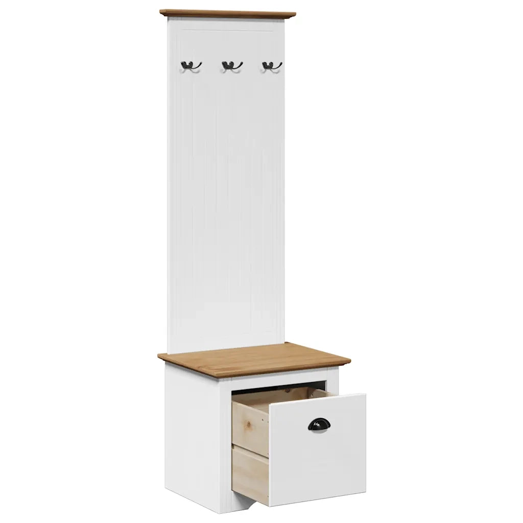 Mobile da Ingresso con Ganci BODO Bianco e Marrone 50x40x157 cm 4016873