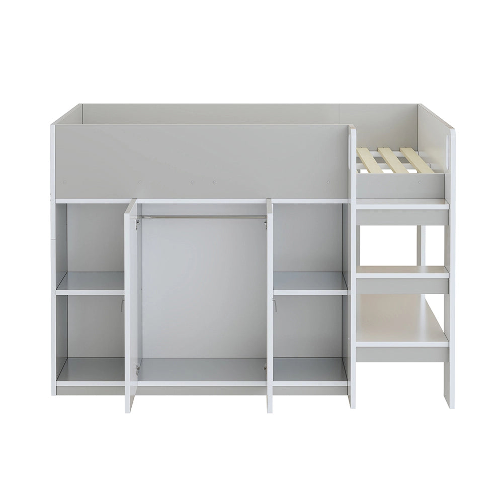 Letto a castello - Xylo - 90x200 cm armadio grigio