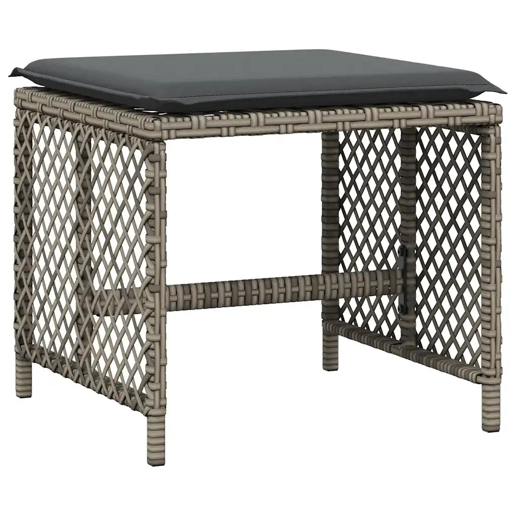 Set da Pranzo da Giardino 9 pz con Cuscini in Polyrattan Grigio