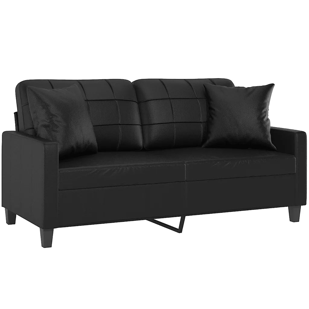 Divano a 2 Posti con Cuscini-Sofa 2 Posti con Cuscini Nero 140 cm in Similpelle 732094