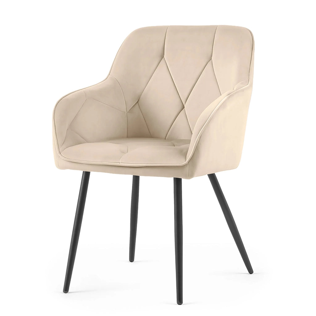 Set di 2 Sedie in velluto trapuntato DIAMANTE Beige gambe nere