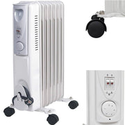 Trade Shop - Radiatore Elettrico Ad Olio 9 Elementi Con Rotelle Da 2000w Basso Consumo Stufa -