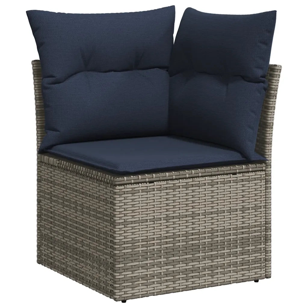 Set Divani da Giardino 10 pz con Cuscini Grigio in Polyrattan 3256152