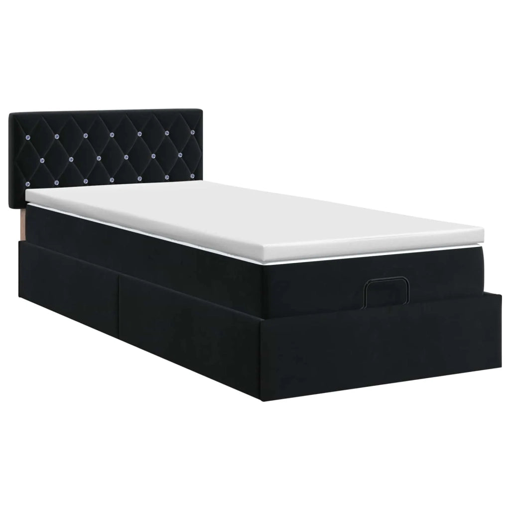 Letto ottomano con materasso Nero 90 x 190 cm Velluto 3457619