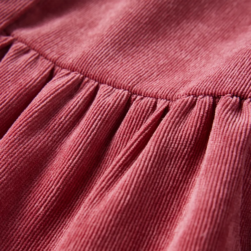 Abito da Bambina con Maniche Lunghe in Velluto a Coste Rosa Antico 128 CFW7778134