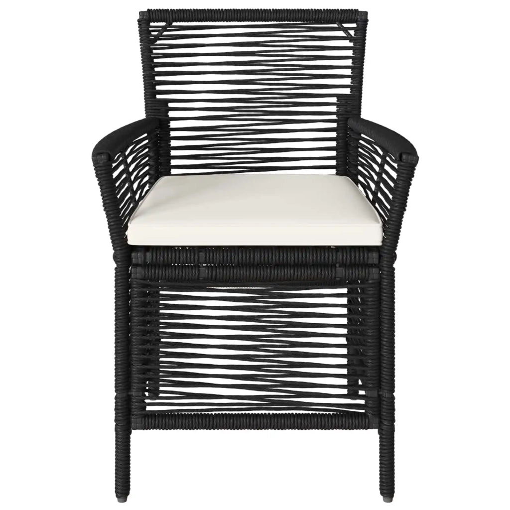 Sedia da giardino con cuscino 2 pz | Sedie da Esterno Nero e Crema polyrattan
