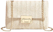 Borsa a Tracolla Elegante per Donna con Catena per Festa e Vacanza (Beige)
