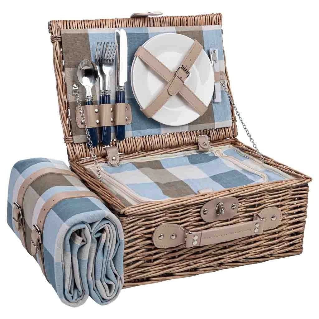Cestino da picnic 2 servizi marrone 38x26x18cm