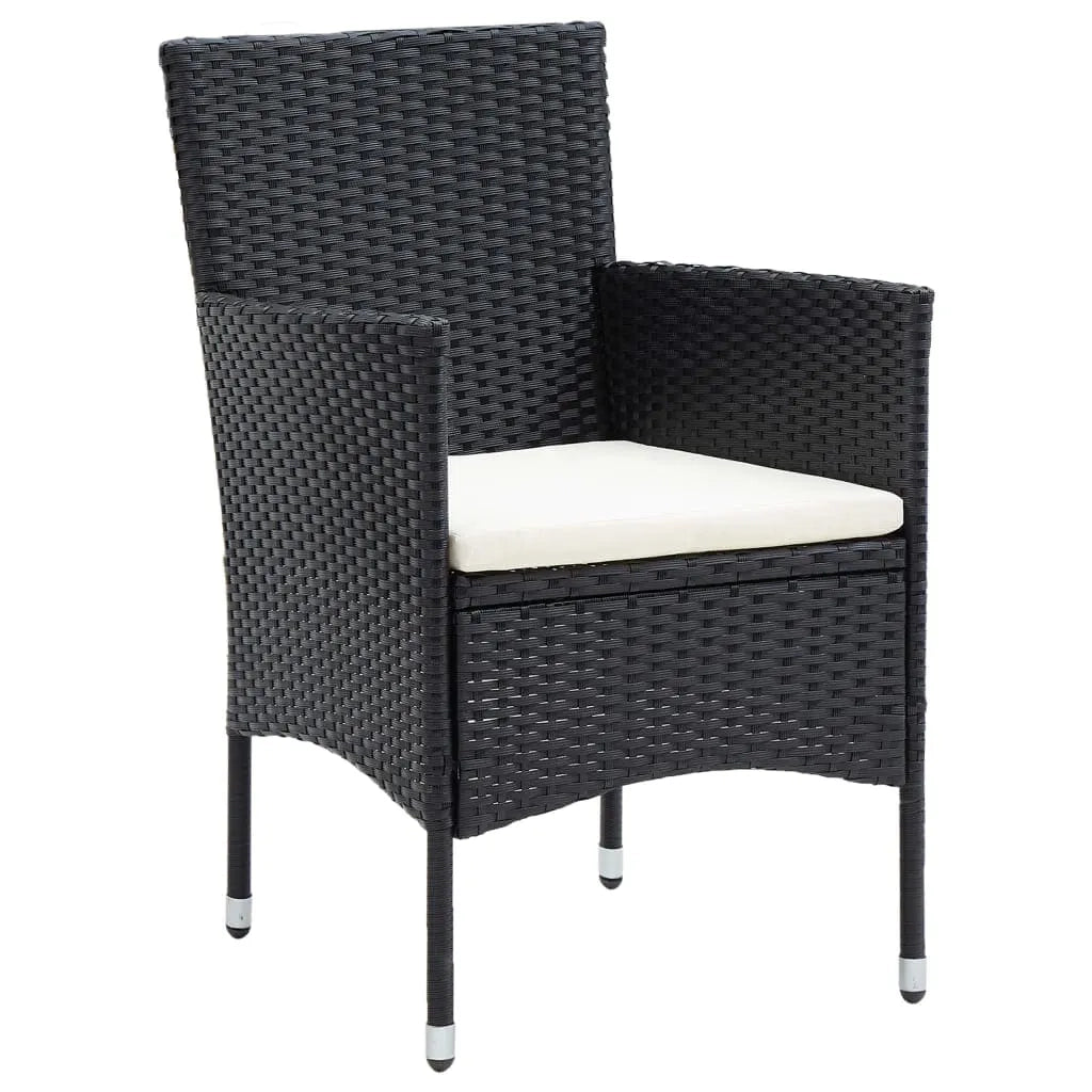 Set da Pranzo da Giardino 7 pz Nero con Cuscini in Polyrattan 3094977
