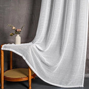 Gordini con anelli di chiusura, tende a voile, camera da bambino, tenda per soggiorno, set da 2, moderno, bianco, strisce, occhi, trasparente, tenda decorativa per la camera da letto, H 260 x B 140