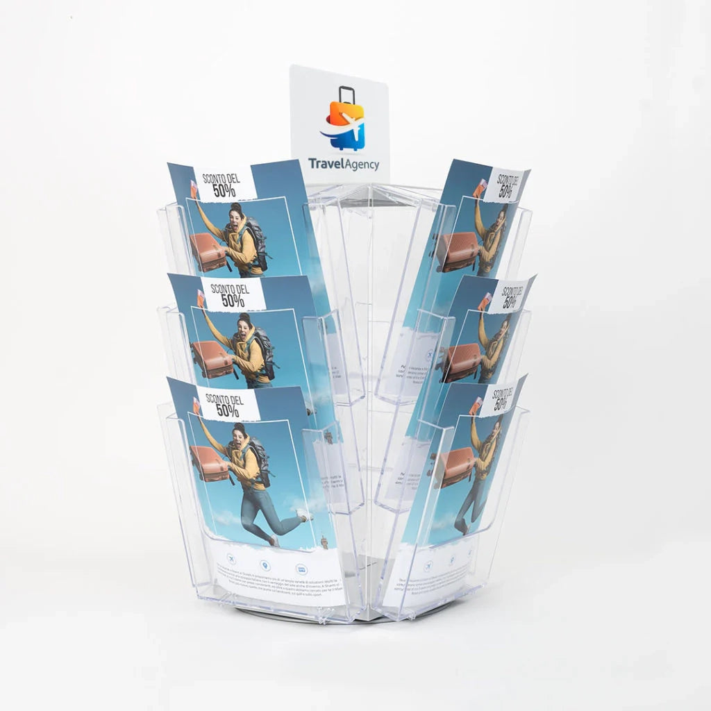 Portadepliant da banco girevole 12 tasche A4