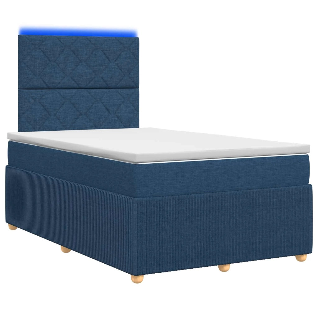 Letto Box Spring LED con Materasso Blu 120 x 190 cm Tessuto 3455824