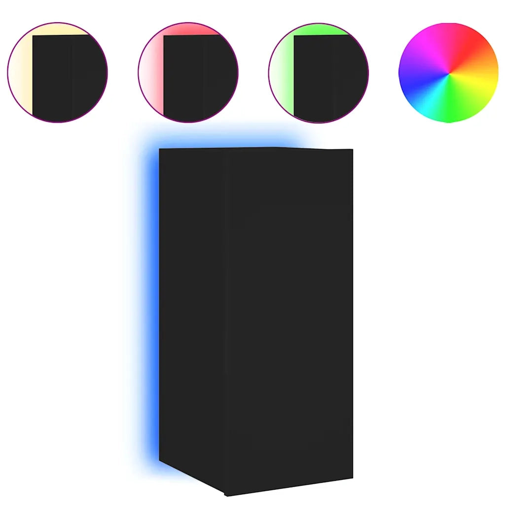 Mobile TV a Parete con Luci LED-Mobile TV a Muro Nero 30,5x35x70 cm