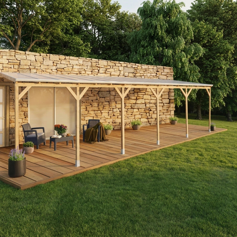 Tetto Couv'Terrasse in legno 3x9,2m - con tetto