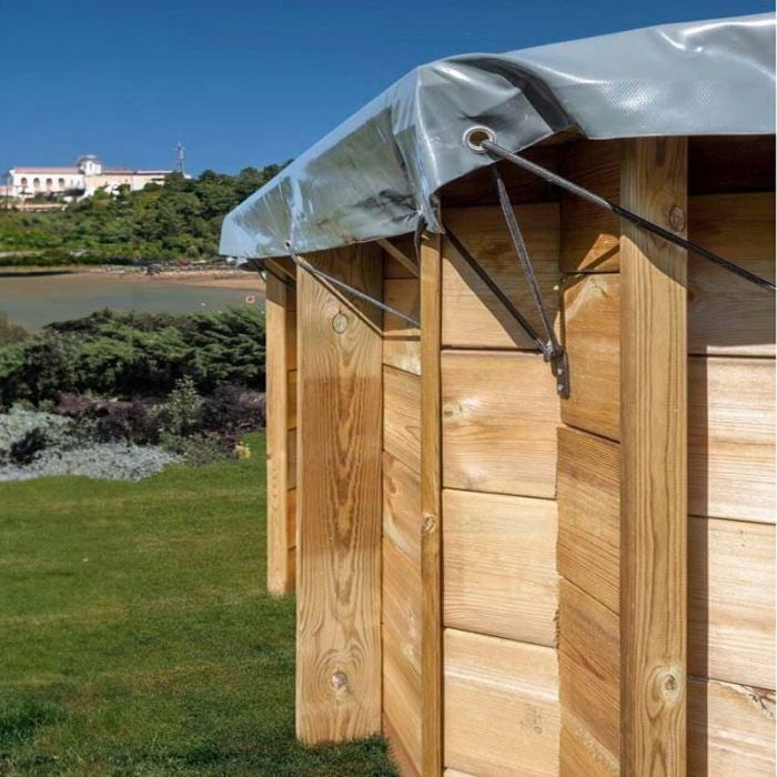 Copertura Invernale in PVC 580 gr/m² per piscine in legno Gre - Copertura Invernale In Pvc 580 Gr/m² Per Piscine In Legno Gre  Copertura Invernale 8,92 X 4,95 M Per Piscina Ottagonale Allungata In Legno Gre 8,52 X Dimensione piscina: 6.56 x 4.56 m