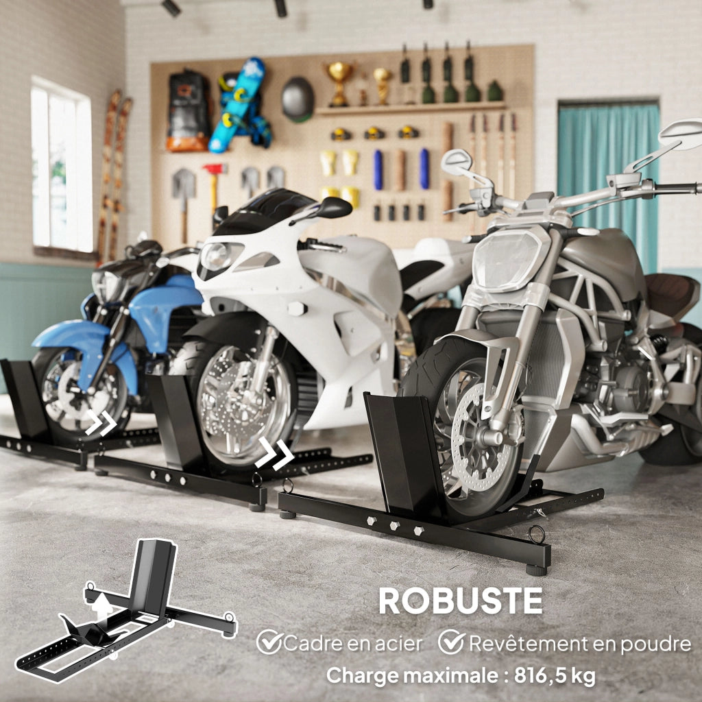 Supporto per gomma moto regolabile ¨C Minimal ¨C Nero per ?34-84 cm 816,5 kg