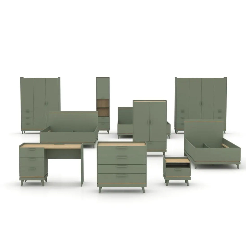 Letto bambino NOKI – 100x200 cm verde e legno – Stile scandinavo