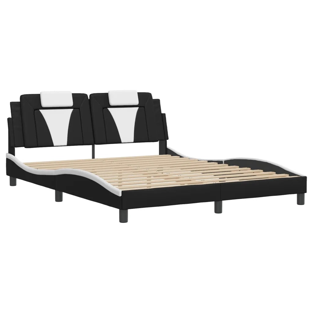 Giroletto Viana con LED senza Materasso Nero e Bianco 160x200 cm