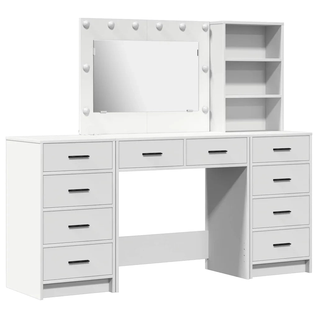 Tavolo da Trucco con cassetto 3 pcs Bianco Legno multistrato 3334209