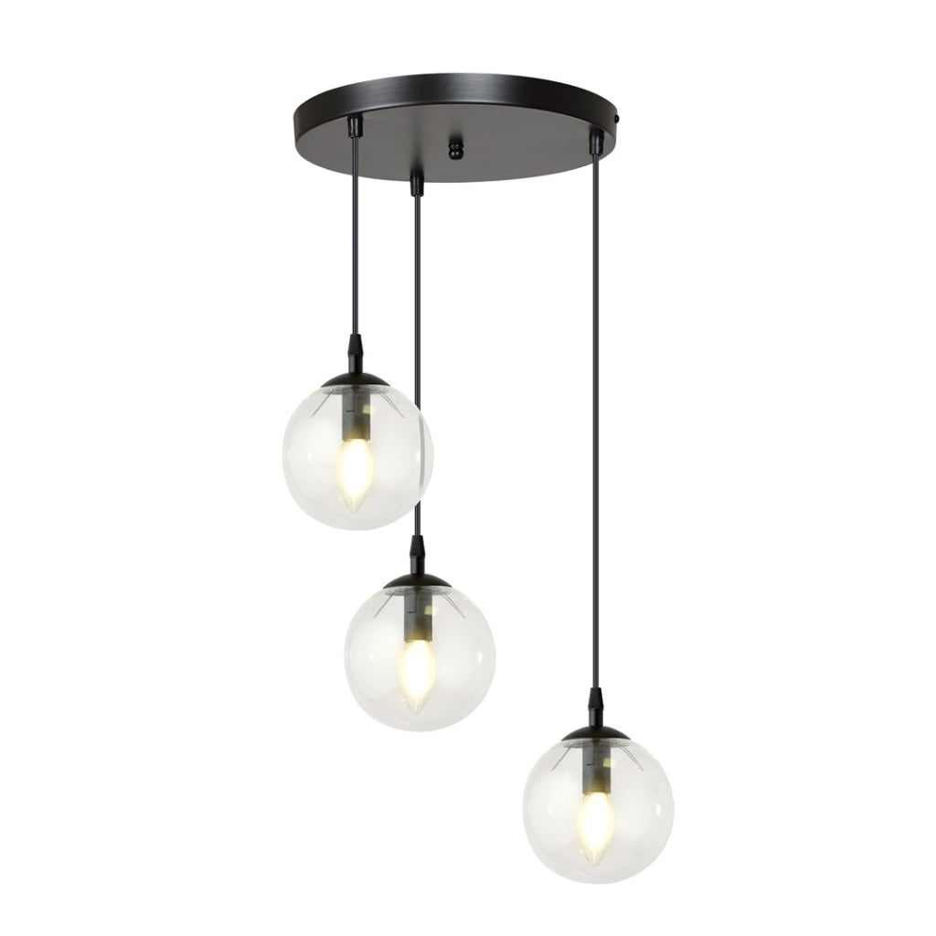Lampadario Emibig Cosmo 3, 3xE14, nero trasparente Premium