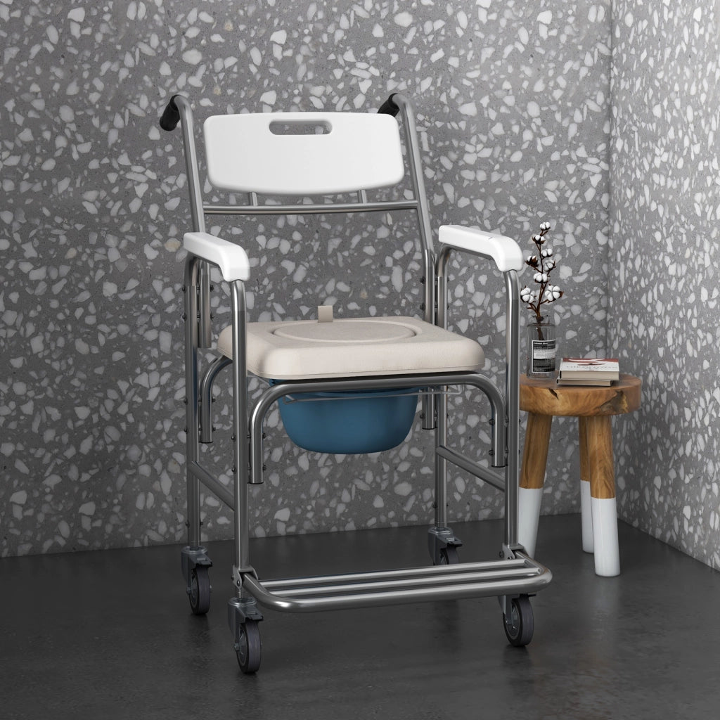 Sedia con WC e Ruote ¨C Minimal ¨C Ecopelle, 84x54x96cm