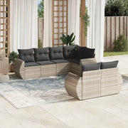 Set Divani da Giardino 7pz con Cuscini Grigio Chiaro Polyrattan 3253949